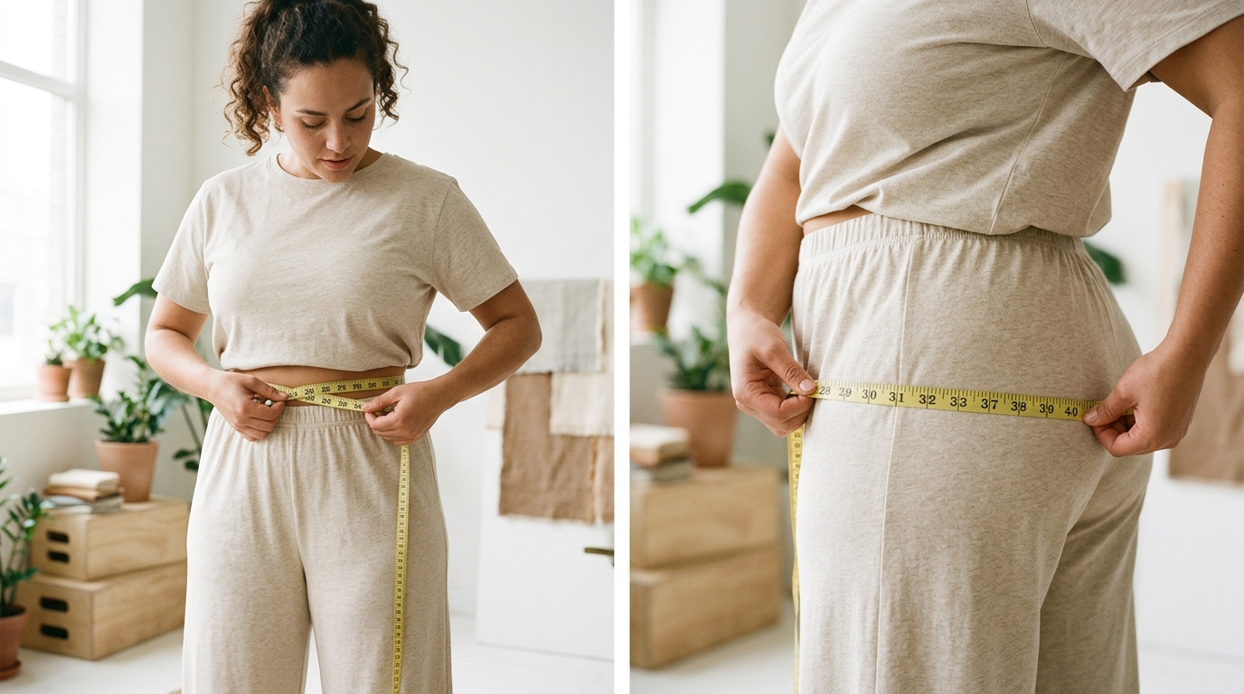 How to measure waist and hip circumference with a tape measure for period underwear sizing